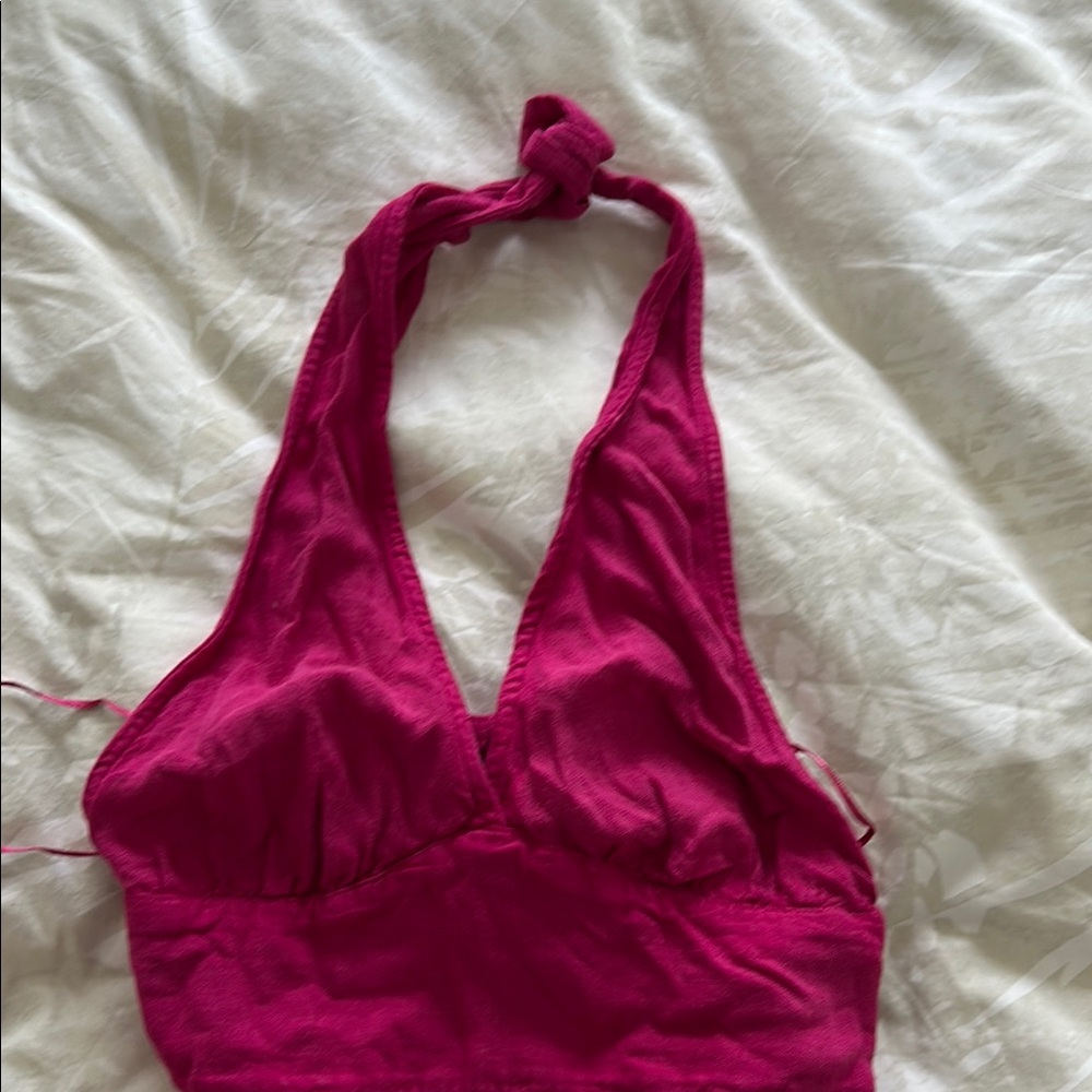 Bershka Pink Linen Halter US XS